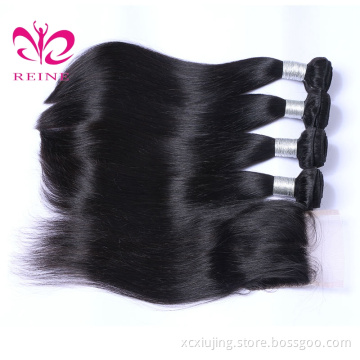 REINE HAIR Wholesale unprocessed raw hair bundles virgin brazilian Silky straight hair with closure
